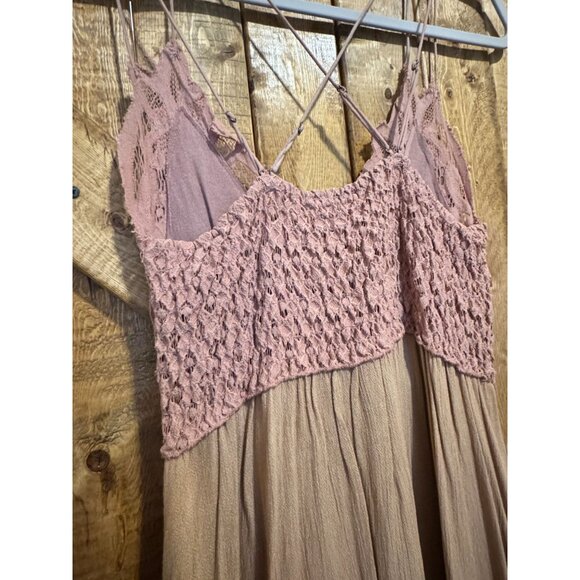 Free People Mauve Pink Lace Dress M flowy bohemian boho flare summer spring - Picture 2 of 5